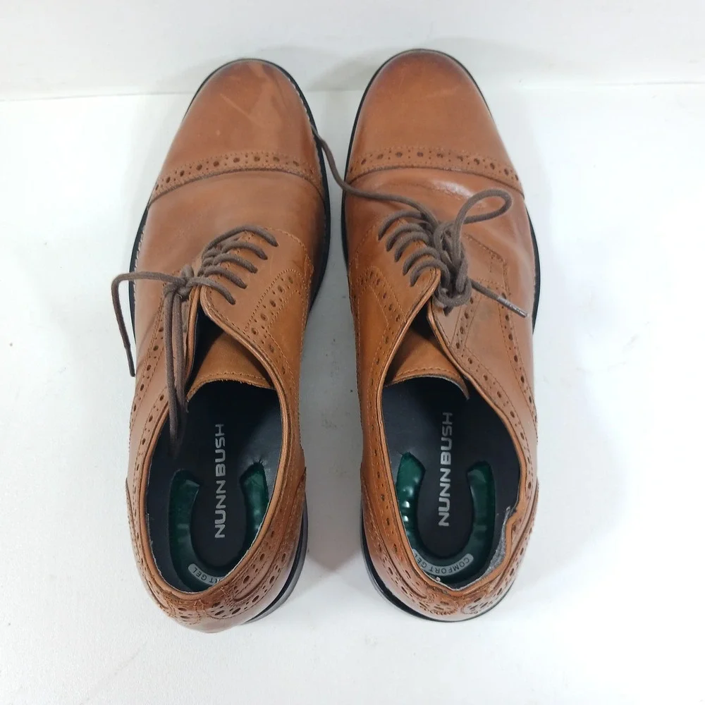 Nunn Bush Mens 10.5 M‎ Brown Leather Cap Toe Brogue Oxford Dress Shoes 84526-221